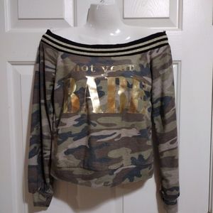 Camo Not Your Babe Off shoulder Top Small